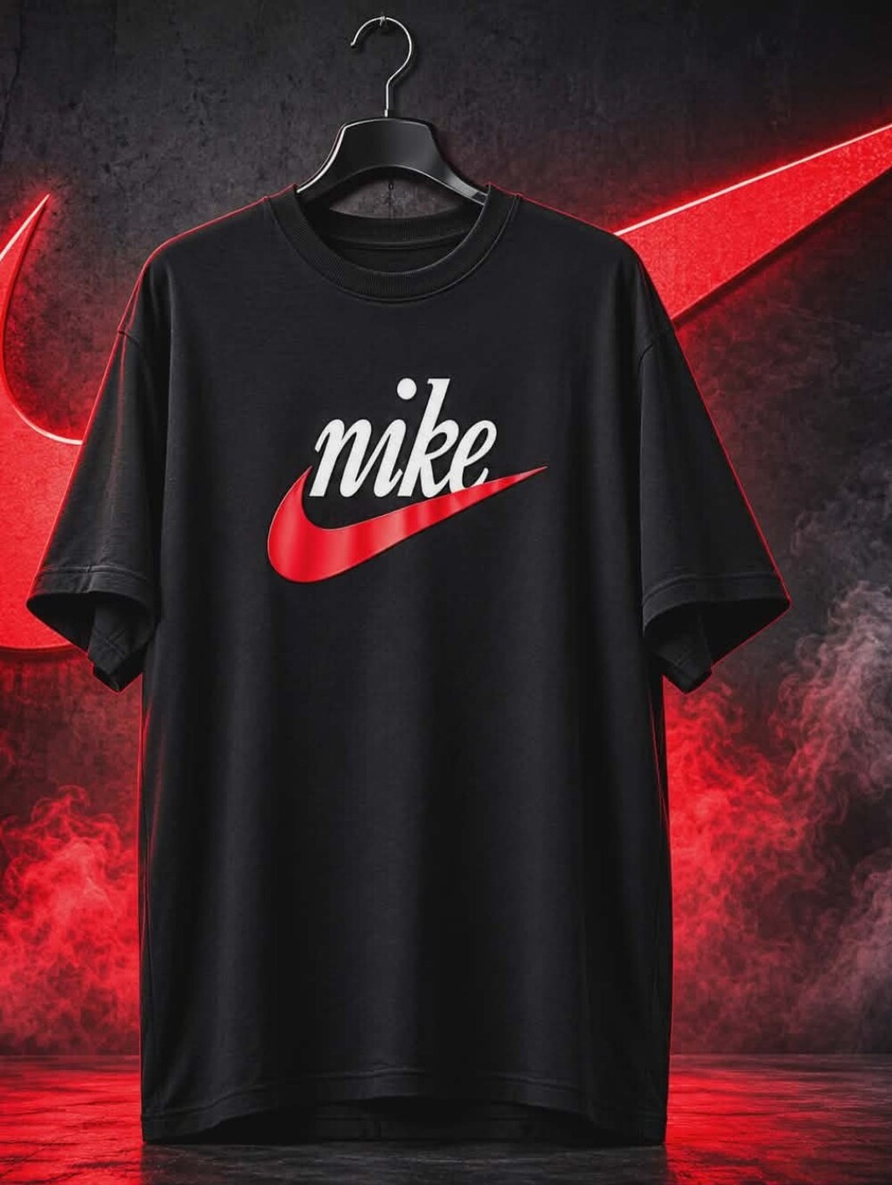 Nike The Nike Tee Men's 2XL Black Raised Rubberized Graphic Logo Swoosh T-Shirt